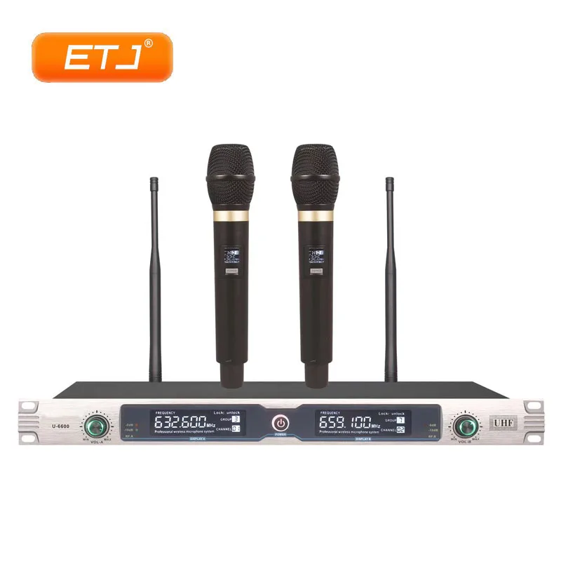 Fixed UHF Wireless Microphone 2 Handheld Transmitter Karaoke Microphone Dynamic Microphone US-6600
Fixed UHF Wireless Microphone 2 Handheld Transmitter Karaoke Microphone Dynamic Microphone US-6600