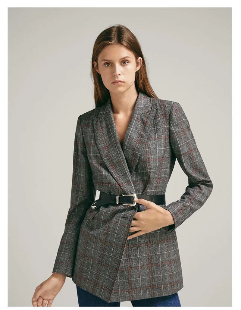 2018 Spring And Summer Women Suit New European Fashion Medium And Long Slim Fit Plaid Casual Blazer Small Suit For Women D8A159 (3)