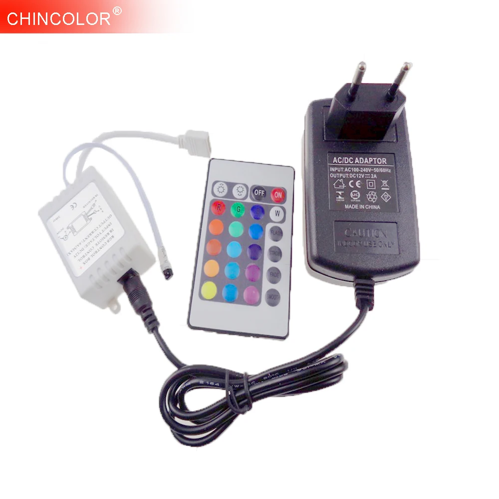 RGB Controller + 12V 2A Power Supply Adapter 24 Key IR Remote Wireless EU US Cord For 5050 3528 3014 RGB LED Strip Light UW
RGB Controller + 12V 2A Power Supply Adapter 24 Key IR Remote Wireless EU US Cord For 5050 3528 3014 RGB LED Strip Light UW