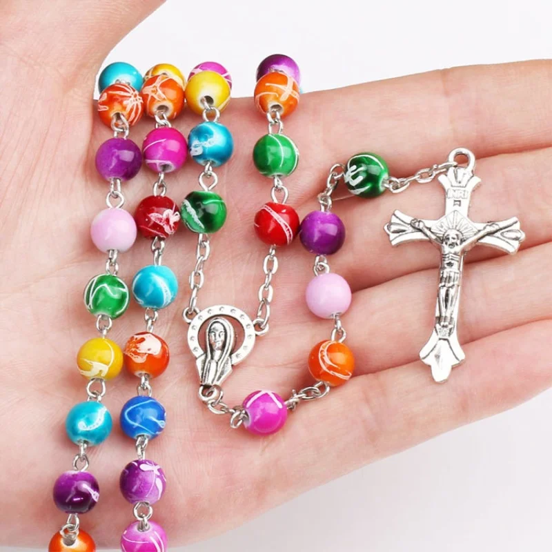 2018 Trendy Acrylic Beads Catholic Rosary Cross Pendant Necklace Statement Colorful Beads Religious Cross Necklace Female
2018 Trendy Acrylic Beads Catholic Rosary Cross Pendant Necklace Statement Colorful Beads Religious Cross Necklace Female