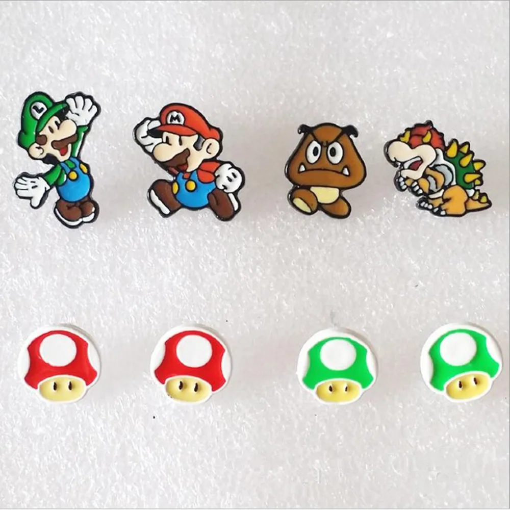 New Design Super Mario Bros cosplay Earrings Hot Game Anime Cartoon mario bros Ear Piercing Stud Earrings Jewelry Brand