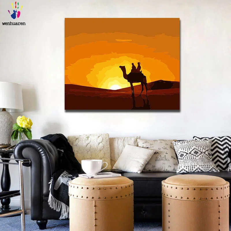 DIY painted desert camel painting is a combination of number and toolkits with a frame of 40x50
DIY painted desert camel painting is a combination of number and toolkits with a frame of 40x50