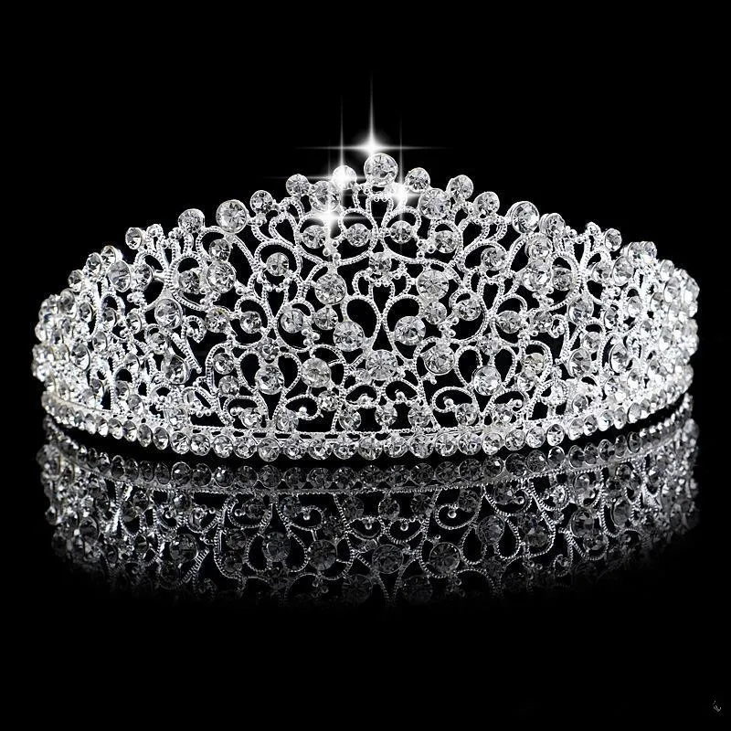Женская большая свадебная диадема с кристаллами Свадебные короны для невесты