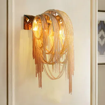 Postmodern home decoration lighting personality fringed wall lamp aluminum chain wall mount bracket bedside lamp ZP4271646
Postmodern home decoration lighting personality fringed wall lamp aluminum chain wall mount bracket bedside lamp ZP4271646