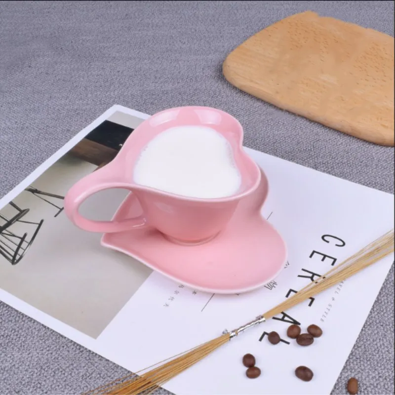 

Creative Ceramic Scrub Heart Cup Coffee Cup Office Tea Cup Milk Breakfast Couple Mug with Spoon