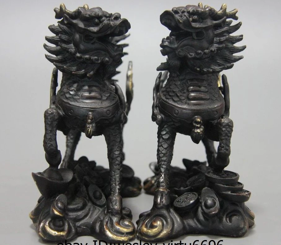 China Royal Bronze Copper Fengshui Unicorn Kirin kylin Foo Dog Lion Statue Pair
China Royal Bronze Copper Fengshui Unicorn Kirin kylin Foo Dog Lion Statue Pair