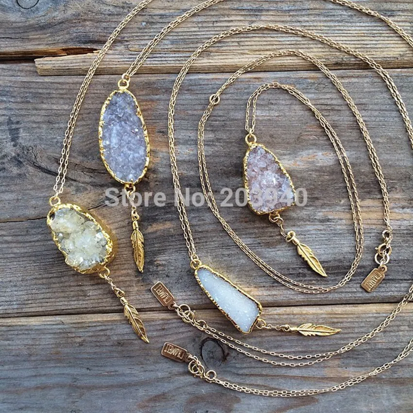 New Wholesale natural druzy necklace with tree charms in stock, 24k gold dipped stone druzy stone necklace
New Wholesale natural druzy necklace with tree charms in stock, 24k gold dipped stone druzy stone necklace