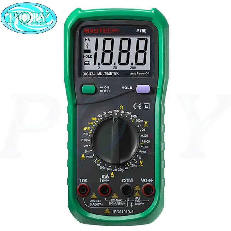 MASTECH MY60 2000 Counts Digital Multimeter DMM AC/DC Voltmeter Ammeter Ohmmeter Tester hFE Test Multimetro Ammeter Multitester
MASTECH MY60 2000 Counts Digital Multimeter DMM AC/DC Voltmeter Ammeter Ohmmeter Tester hFE Test Multimetro Ammeter Multitester