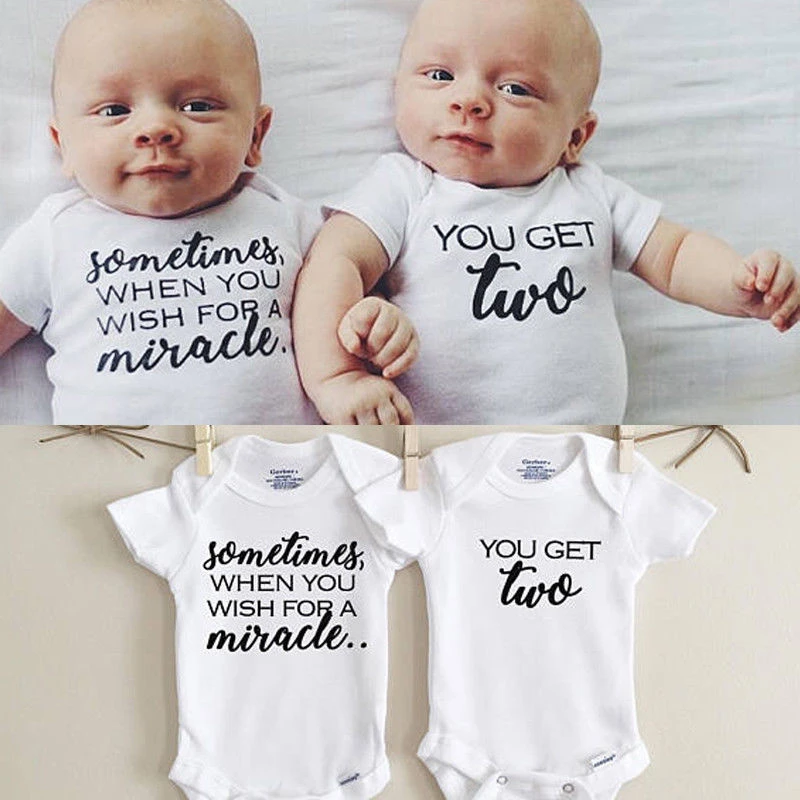Newborn Twins Clothing Baby Boys Girls Clothes Whiter Letter Printed Bodysuit Short Sleeve Playsuit Matching One Piece Outfits
Newborn Twins Clothing Baby Boys Girls Clothes Whiter Letter Printed Bodysuit Short Sleeve Playsuit Matching One Piece Outfits