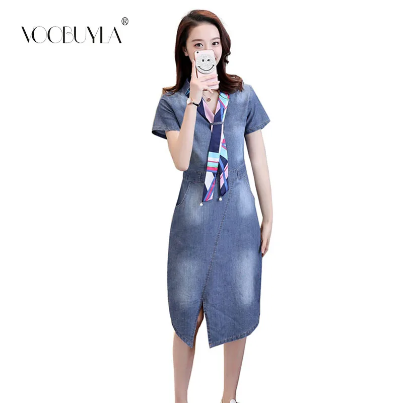 Voobuyla 2019 Summer Denim Dress Women Sexy V-neck Short Sleeve Casual Slim Jeans Dresses With Belt Vestidos Women Clothing XXL
Voobuyla 2019 Summer Denim Dress Women Sexy V-neck Short Sleeve Casual Slim Jeans Dresses With Belt Vestidos Women Clothing XXL
