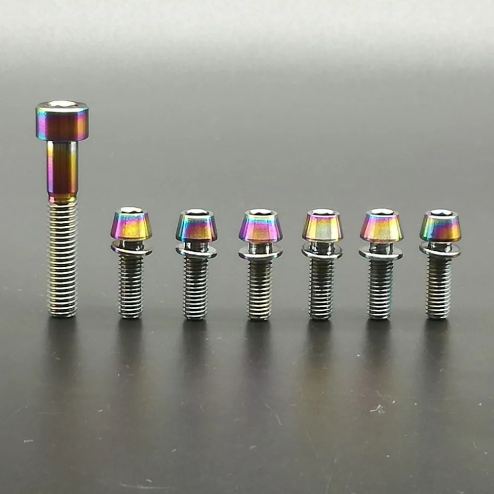 Titanium / Ti Bolts For Stem & Headset - 7 pcs (6pcs M5 x 16mm & 1pc M6 x 35mm) Gold Rainbow Black
Titanium / Ti Bolts For Stem & Headset - 7 pcs (6pcs M5 x 16mm & 1pc M6 x 35mm) Gold Rainbow Black