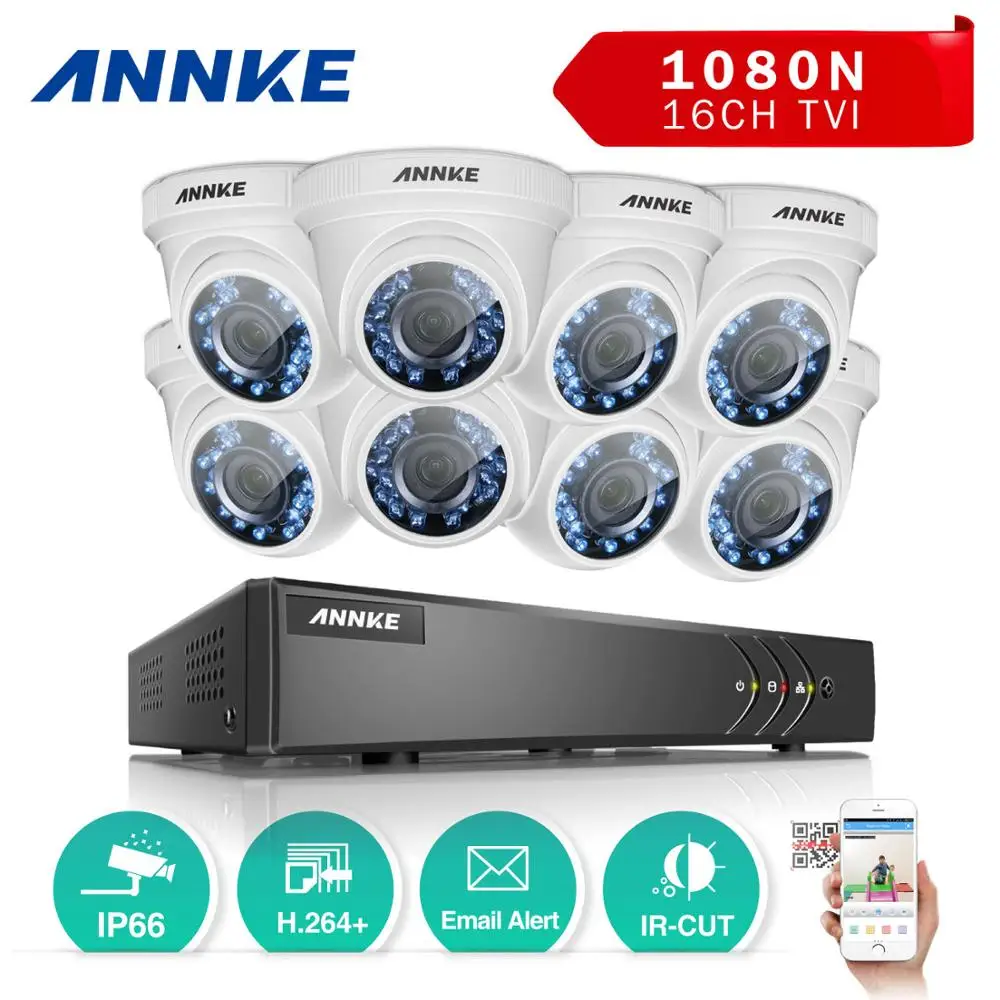 ANNKE 16-Channel Security Camera System HD-TVI 1080N Video DVR and 8pcs 2.0MP Indoor/Outdoor Weatherproof Cameras CCTV Kit
ANNKE 16-Channel Security Camera System HD-TVI 1080N Video DVR and 8pcs 2.0MP Indoor/Outdoor Weatherproof Cameras CCTV Kit