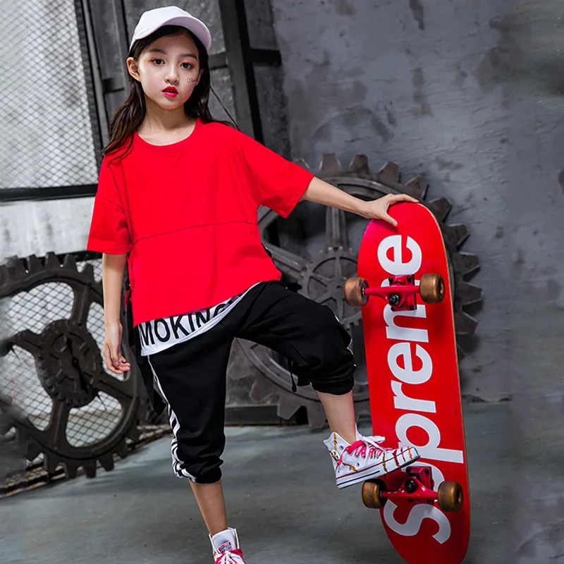 Hip Hop Jazz Dance Costume Girls Street Dance Clothing Kids Short Sleeves Red T shirts Black Pants Dance Costumes Hip Hop Suits
Hip Hop Jazz Dance Costume Girls Street Dance Clothing Kids Short Sleeves Red T shirts Black Pants Dance Costumes Hip Hop Suits