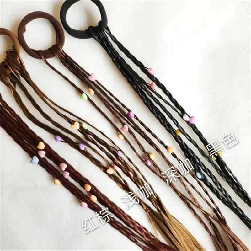 Фото Lovely Heart Wig Ring Elastic Hair Bands Rope Girls Ponytail Holder Rubber Scrunchies Headwear Accessories | Аксессуары для одежды