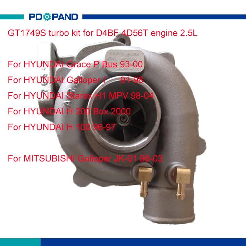 Turbo turbocharger kit GT1749S for Hyundai Grace Starex Galloper H100 H200 Van Duty Truck 700237-0001 28200-4B151 28200-4B1160
Turbo turbocharger kit GT1749S for Hyundai Grace Starex Galloper H100 H200 Van Duty Truck 700237-0001 28200-4B151 28200-4B1160
