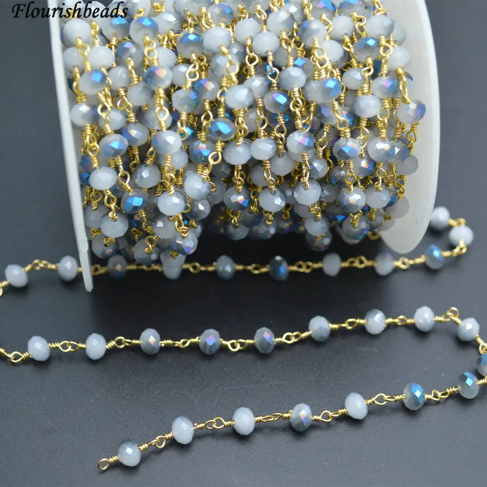 10 Meters Anti-Rust Gold Color Wire Linked 2X4mm / 4x6mm Faceted Opacity Shiny Blue Color Glass Rondelle Beads Chains
10 Meters Anti-Rust Gold Color Wire Linked 2X4mm / 4x6mm Faceted Opacity Shiny Blue Color Glass Rondelle Beads Chains