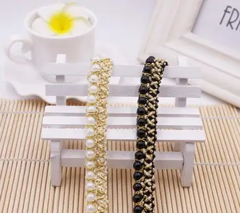 20Yards/lot width 1.5cm Beaded Pearl White Gold Trimming Lace Ribbon Trim For Home DIY clothes Sewing Wedding Crafts Decoration
20Yards/lot width 1.5cm Beaded Pearl White Gold Trimming Lace Ribbon Trim For Home DIY clothes Sewing Wedding Crafts Decoration