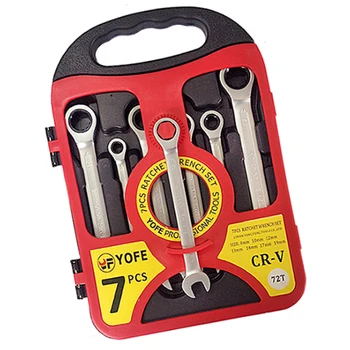 LIXF-YOFE 7pcs/set 8-19 full polishing fast ratchet wrench plastic box set red
LIXF-YOFE 7pcs/set 8-19 full polishing fast ratchet wrench plastic box set red
