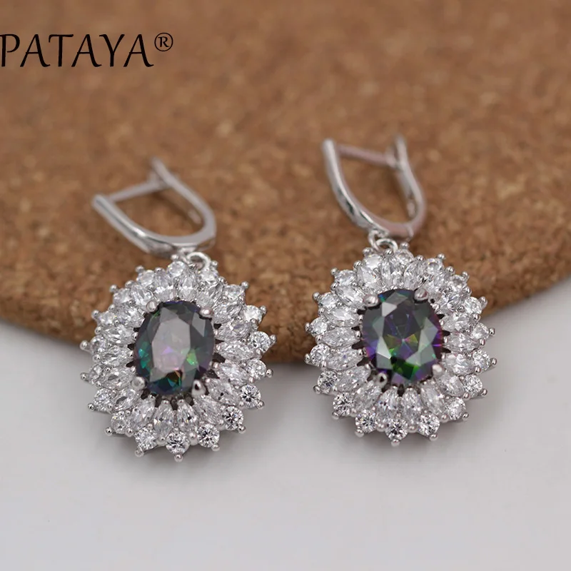 PATAYA New RU Hot Sunflower AB Multicolor Natural Zircon Earrings Women Wedding Classic Jewelry True White Gold Drop Earrings
PATAYA New RU Hot Sunflower AB Multicolor Natural Zircon Earrings Women Wedding Classic Jewelry True White Gold Drop Earrings