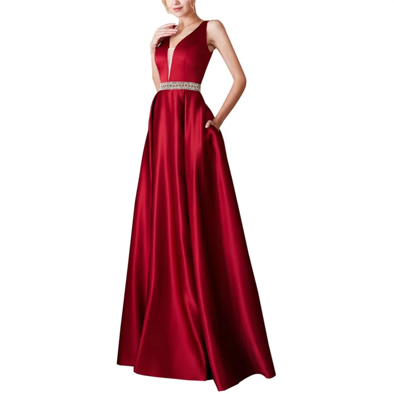 Women's Fashion Sexy Backless Simple Club Noble Party Dress Long Wedding Party Dress Elegant Sleeveless Deep V-neck Dress
Women's Fashion Sexy Backless Simple Club Noble Party Dress Long Wedding Party Dress Elegant Sleeveless Deep V-neck Dress