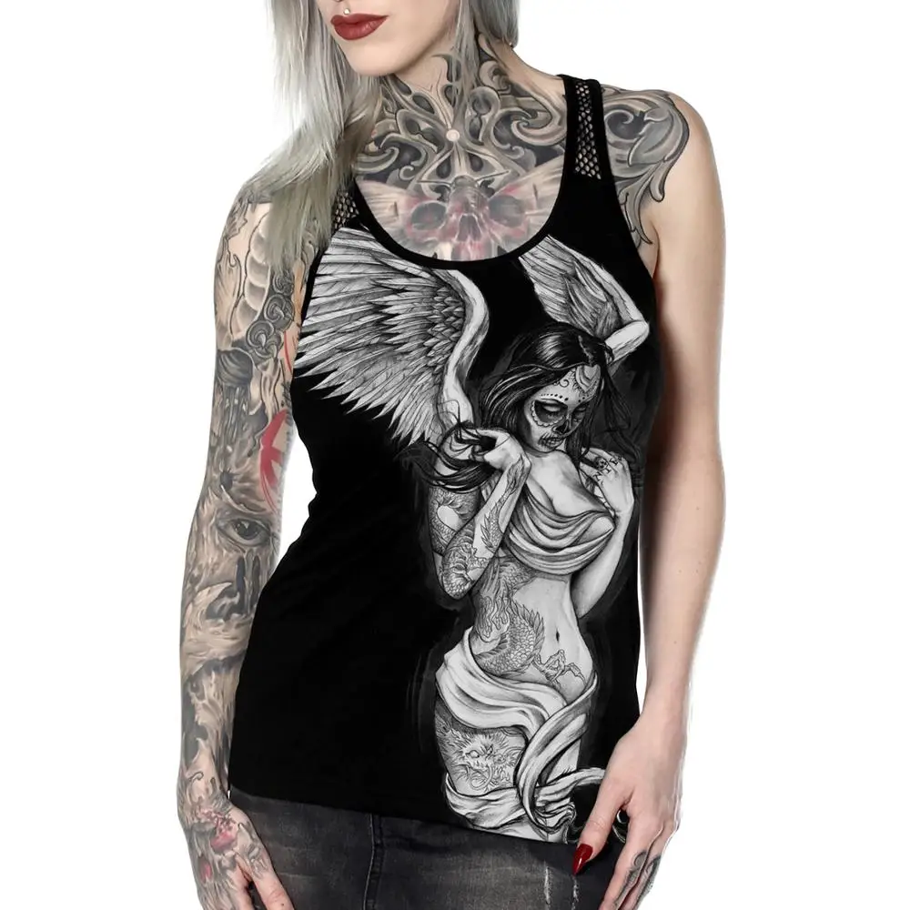 Angel Of Death Print Tank Top For Women Summer Skull 3D Printed Tank Tops Hollow Mesh Breathable Fitness Vest Sleeveless Tees
Angel Of Death Print Tank Top For Women Summer Skull 3D Printed Tank Tops Hollow Mesh Breathable Fitness Vest Sleeveless Tees