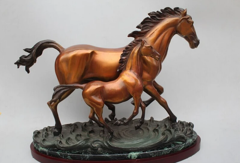 free 14"Chinese Art sculpture Scarce Royal Bronze Lucky Two Mother & Son Horse Statue fast
free 14"Chinese Art sculpture Scarce Royal Bronze Lucky Two Mother & Son Horse Statue fast