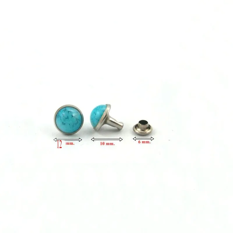 

1000 sets. Blue Turquoise Rivets Studs Decorations Findings 12 mm