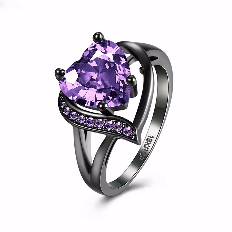 2016 New Black Gun color heart shape AAA purple Cubic Zircon Ring,Fashion Heart Shap Ring,Purple CZ Inlay Party Ring For Women
2016 New Black Gun color heart shape AAA purple Cubic Zircon Ring,Fashion Heart Shap Ring,Purple CZ Inlay Party Ring For Women