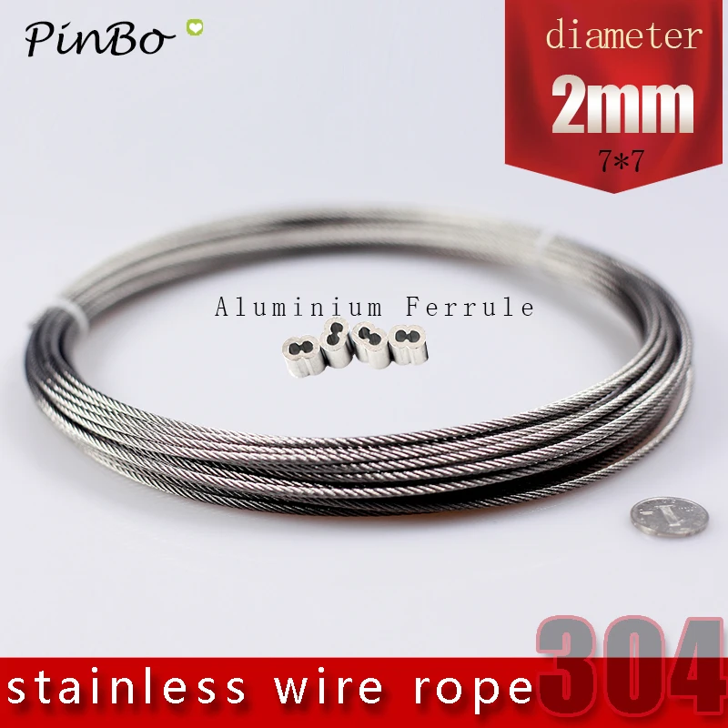 50M 304 stainless steel wire rope alambre cable softer fishing lifting cable 7X7 Structure 2mm diameter
50M 304 stainless steel wire rope alambre cable softer fishing lifting cable 7X7 Structure 2mm diameter