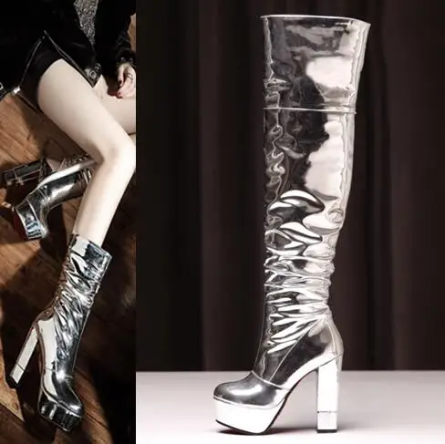 bling chunky heel high platform woman T stage boots Large size chunky high heel mirror silver woman platform thigh high boots
bling chunky heel high platform woman T stage boots Large size chunky high heel mirror silver woman platform thigh high boots