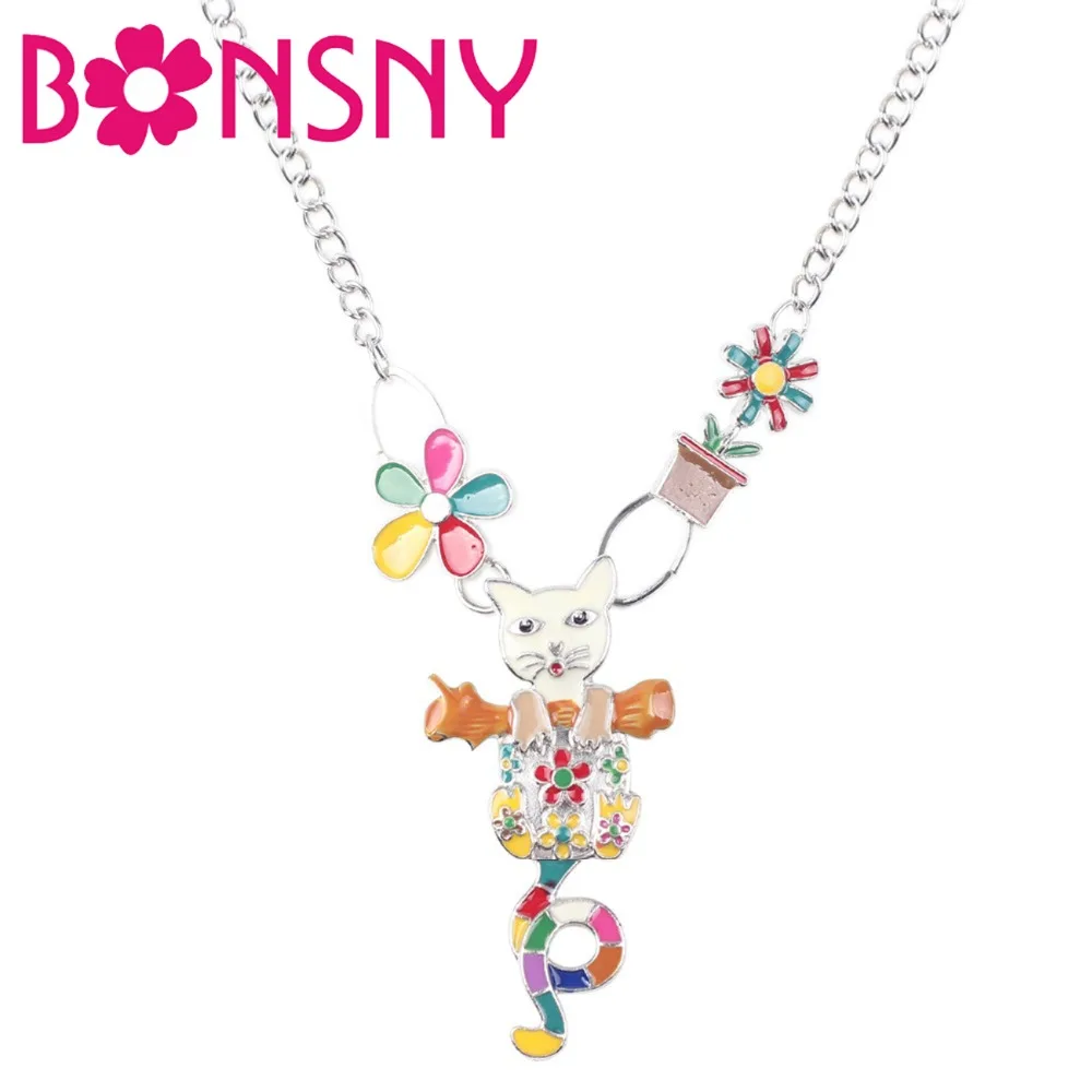 Фото Женское Ожерелье Bonsny ожерелье из металлического сплава с эмалированным цветком