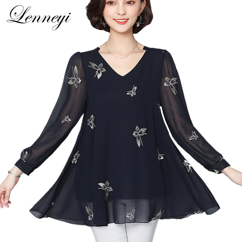 2019 Women Summer Plus Size 6XL Blouse Chiffon Embroidery Loose Long Sleeve Blouse Shirt Women Casual Ladies Tops Female Blusa
2019 Women Summer Plus Size 6XL Blouse Chiffon Embroidery Loose Long Sleeve Blouse Shirt Women Casual Ladies Tops Female Blusa