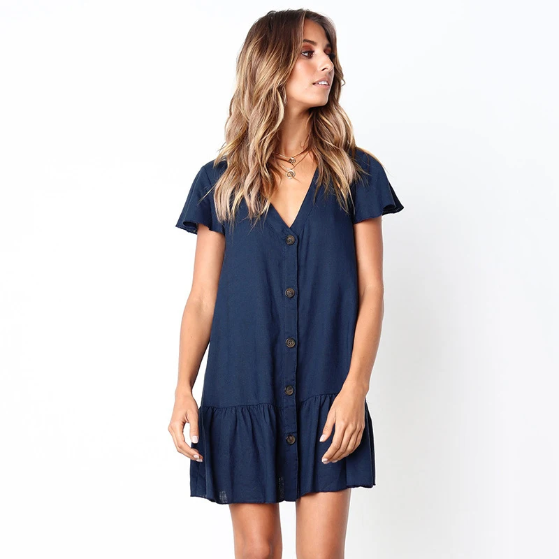 White Cotton Tunic Beach Mini Dress Summer Women Beachwear Sexy V-Neck Button Front Swimsuit Cover Up
White Cotton Tunic Beach Mini Dress Summer Women Beachwear Sexy V-Neck Button Front Swimsuit Cover Up