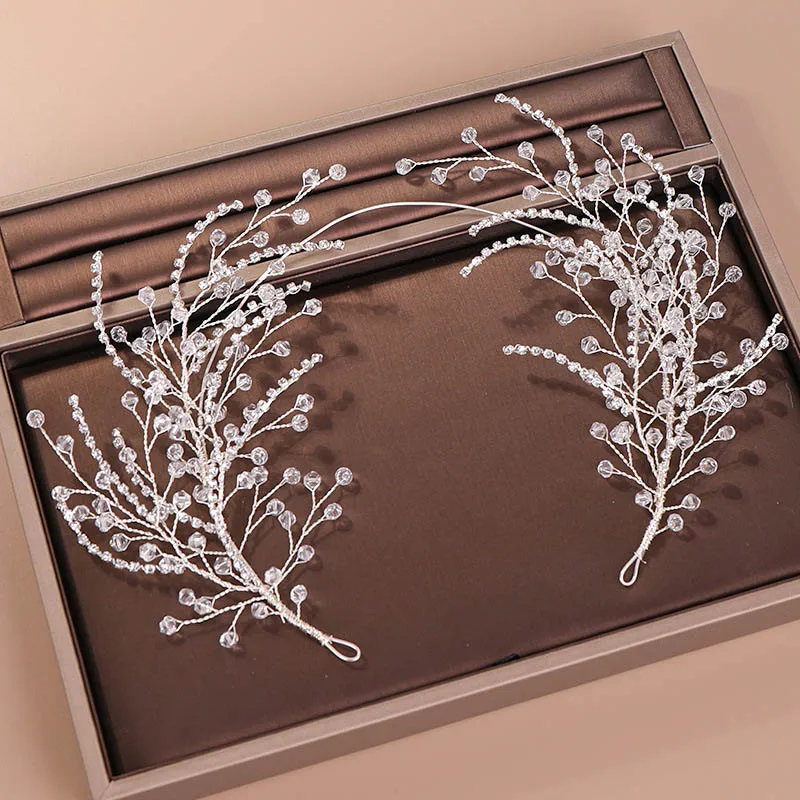 FORSEVEN Shining Crystal Leaf Headband Tiaras Crowns de Noiva Headpieces Women Bride Wedding Party Hair Jewelry Accessories | Украшения и