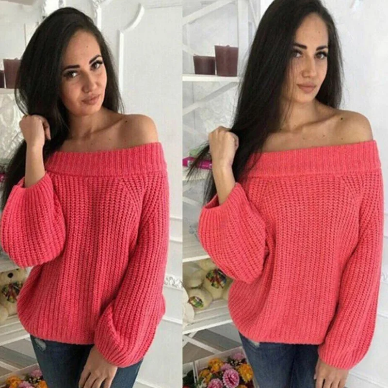 Autumn Winter Europe Style Off Shoulder Neckline Woman Sweater Hot Pullover Long Sleeve Solid Female Knit Sweater
Autumn Winter Europe Style Off Shoulder Neckline Woman Sweater Hot Pullover Long Sleeve Solid Female Knit Sweater