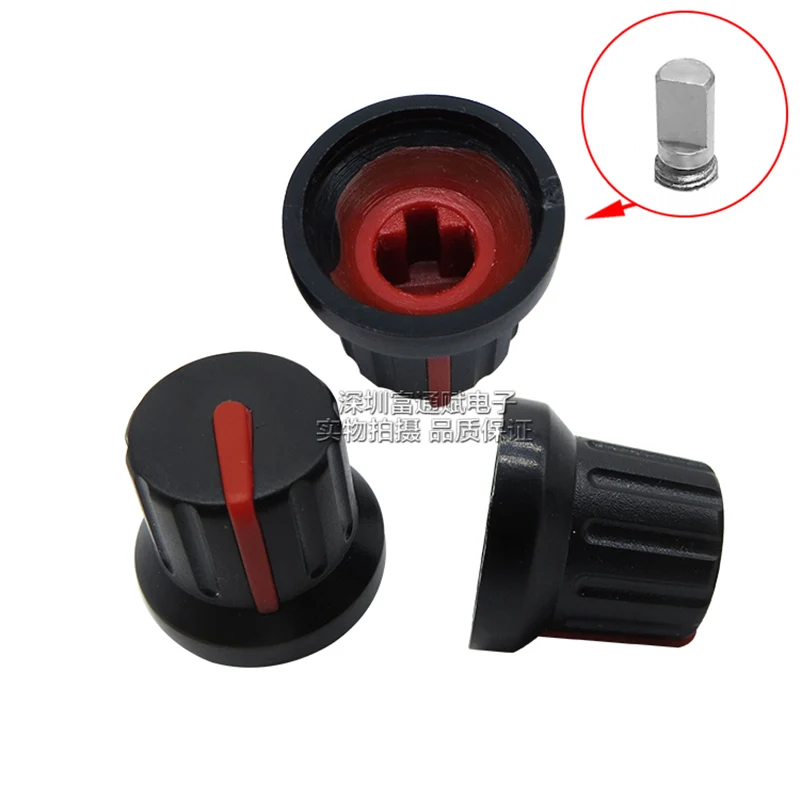 10pcs Two-color plastic knob volume potentiometer black bottom red standard diameter 16MM-12MM high 14.5MM half shaft hole 6MM
10pcs Two-color plastic knob volume potentiometer black bottom red standard diameter 16MM-12MM high 14.5MM half shaft hole 6MM