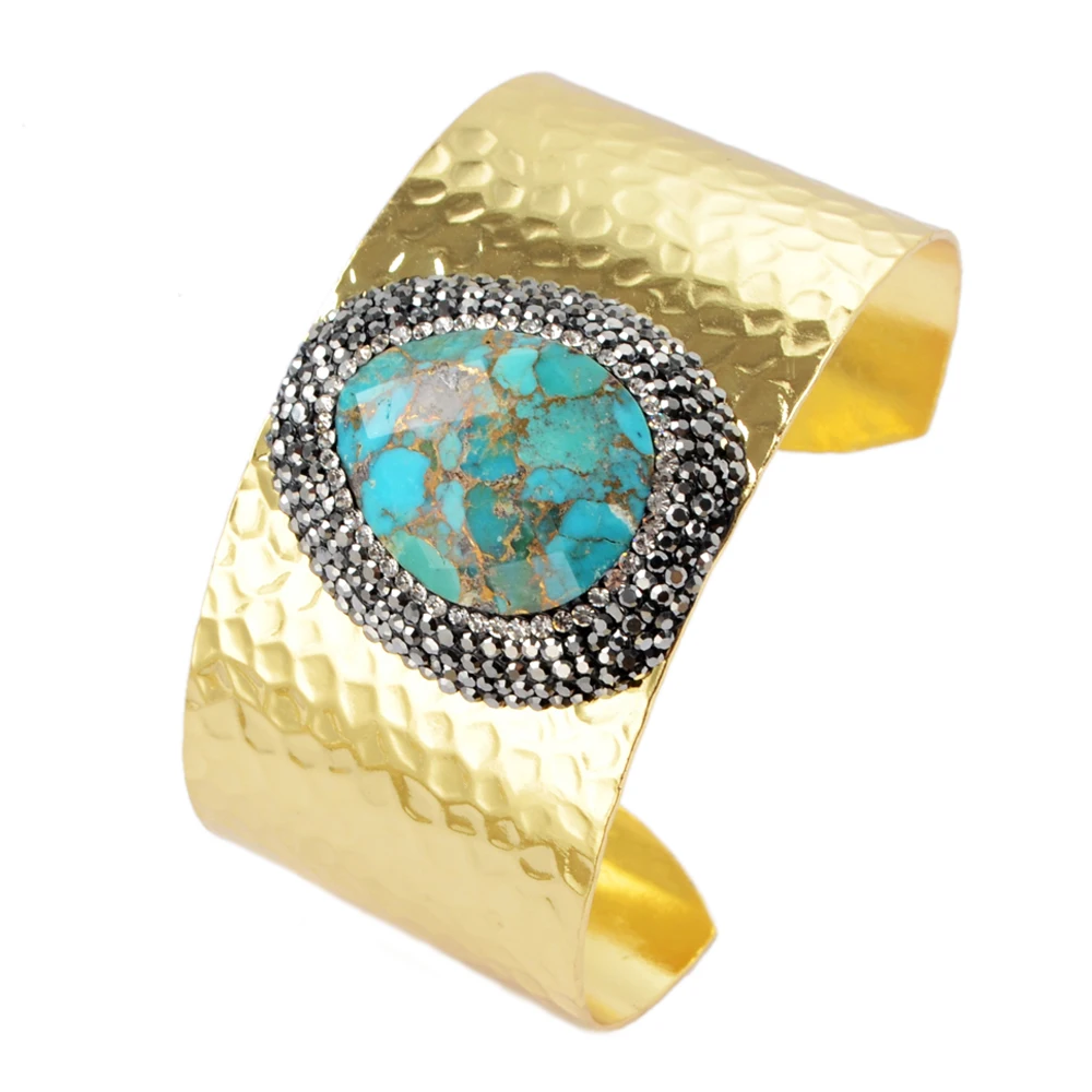 BOROSA Natural Stone Cuff Bangles Gold Line Turquoises Labradorite White Shell Black Drusy Big Stone Fashion Bangle
BOROSA Natural Stone Cuff Bangles Gold Line Turquoises Labradorite White Shell Black Drusy Big Stone Fashion Bangle