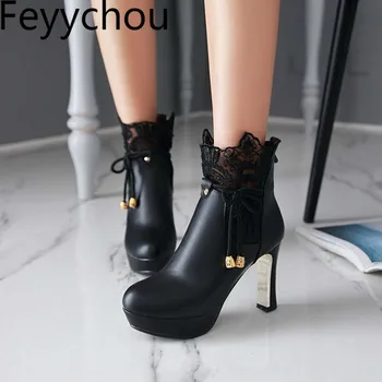 Women's Boots Autumn Winter Warm Super High Heel Ankle Round Toe Zip Platform Pu Lace 2018 Sexy New Fashion Wedding Black White
Women's Boots Autumn Winter Warm Super High Heel Ankle Round Toe Zip Platform Pu Lace 2018 Sexy New Fashion Wedding Black White