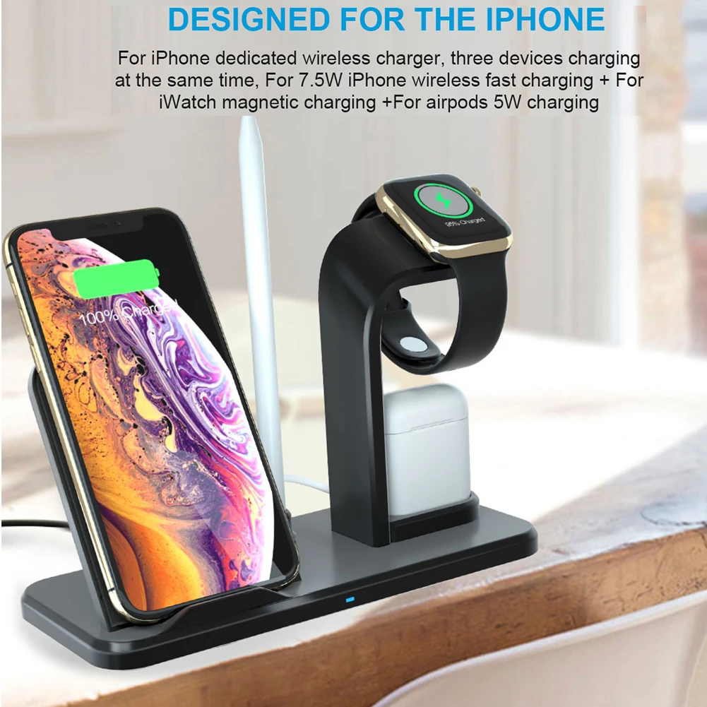 Qi Wireless Charger Stand For Apple Watch 4 3 2 1 iPhone XS MAX XR X 8+ Samsung S10+ Fast Charging Station for Apple AirPods
Qi Wireless Charger Stand For Apple Watch 4 3 2 1 iPhone XS MAX XR X 8+ Samsung S10+ Fast Charging Station for Apple AirPods