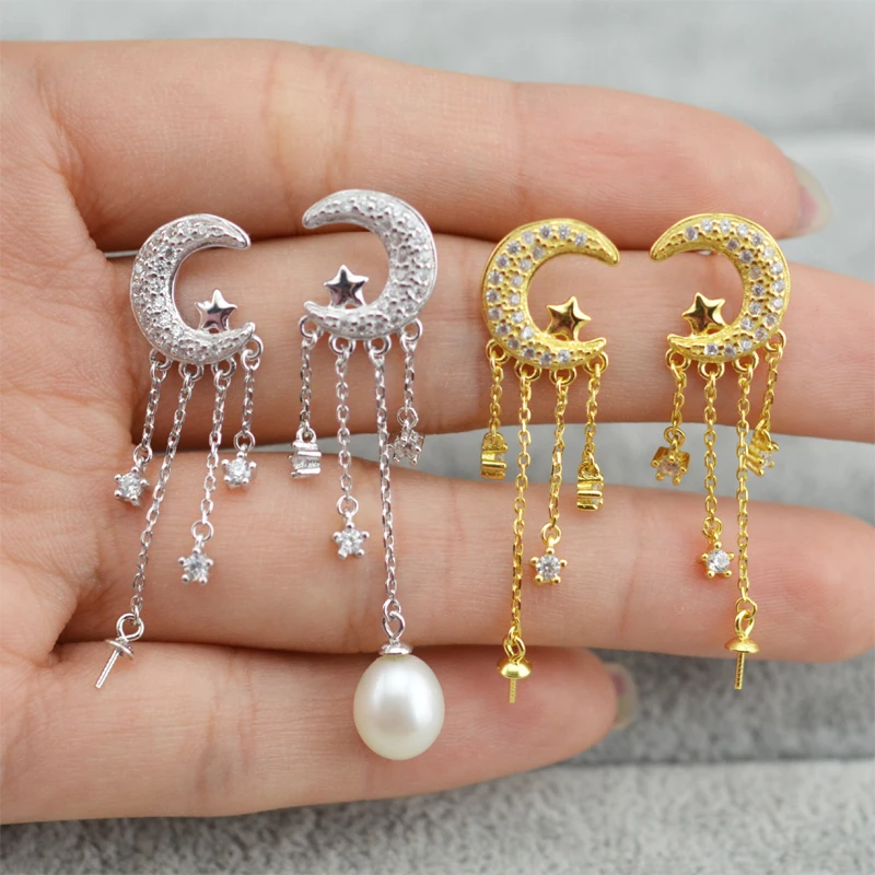 925 Sterling Silver Pearl Earrings Fashion Stud Earrings Beautiful Findings Moon Jewelry Parts Fittings Women's Accessories
925 Sterling Silver Pearl Earrings Fashion Stud Earrings Beautiful Findings Moon Jewelry Parts Fittings Women's Accessories