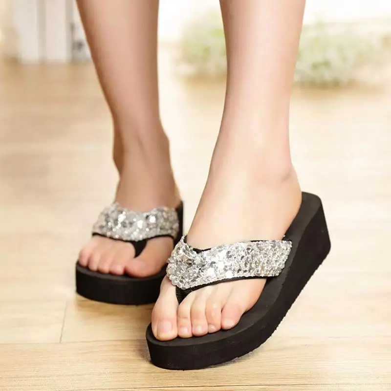 Summer Women Casual Shoes Non-Slip Bling Sequins Beach Slippers Flip Flops Platform Wedges sandals
Summer Women Casual Shoes Non-Slip Bling Sequins Beach Slippers Flip Flops Platform Wedges sandals