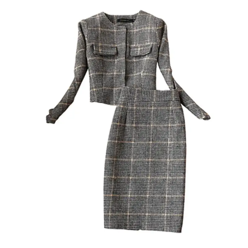 Fashion Plaid suit women Autumn /spring New large size Plaid woolen coat jacket +skirt OL two-piece suit women suit skirt women
Fashion Plaid suit women Autumn /spring New large size Plaid woolen coat jacket +skirt OL two-piece suit women suit skirt women