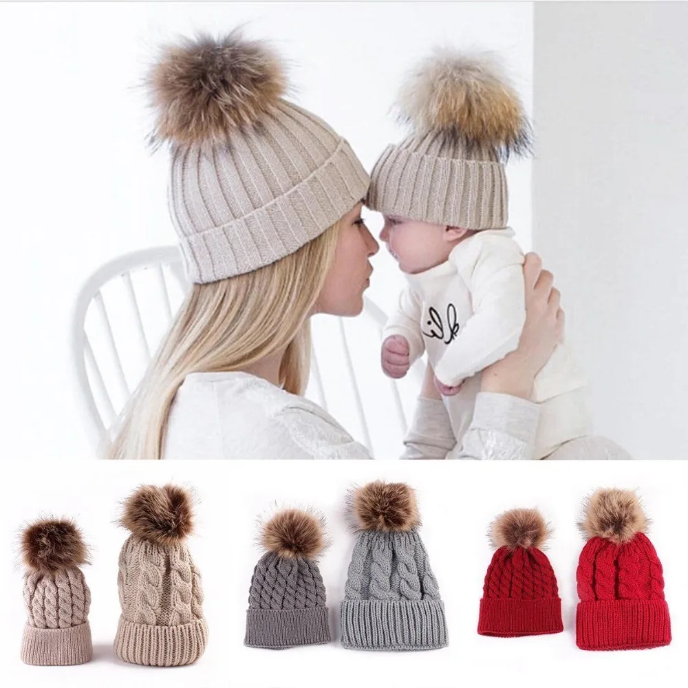 2Pcs Women Mother Baby Child Warm Winter Knit Beanie Fur Pom Hat Crochet Ski Cap
2Pcs Women Mother Baby Child Warm Winter Knit Beanie Fur Pom Hat Crochet Ski Cap