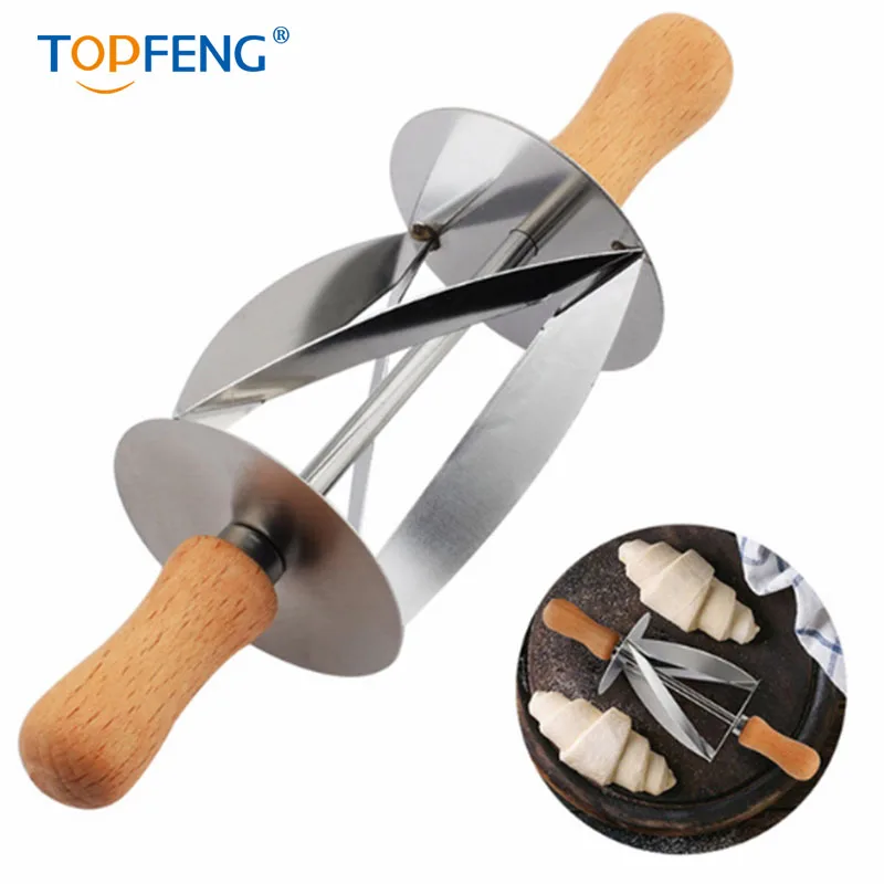 TOPFENG Stainless Steel Rolling Cutter For Making Croissant Bread Wheel Dough Pastry Knife Wooden Handle Baking Kitchen Knife
TOPFENG Stainless Steel Rolling Cutter For Making Croissant Bread Wheel Dough Pastry Knife Wooden Handle Baking Kitchen Knife