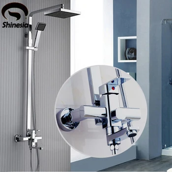New Modern Chrome Finish Rain Shower Set Faucet ABS Plastic Shower Head W/ ABS Hand Shower Spray Mixer Tap Wall Mounted
New Modern Chrome Finish Rain Shower Set Faucet ABS Plastic Shower Head W/ ABS Hand Shower Spray Mixer Tap Wall Mounted