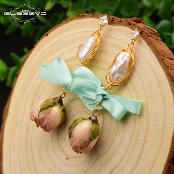 GLSEEVO Bow Dangle Earrings For Women Natural Fresh Water Baroque Pearl Handmade Engagement Earrings Fine Jewelry GE0492
GLSEEVO Bow Dangle Earrings For Women Natural Fresh Water Baroque Pearl Handmade Engagement Earrings Fine Jewelry GE0492
