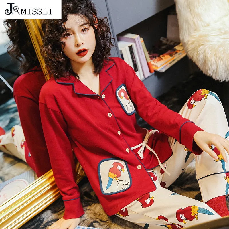 JRMISSLI parrot Cartoon Print Pajamas Autumn Women Cotton Pajama Sets Home Wear Suits Pajamas for Women Sleepwear
JRMISSLI parrot Cartoon Print Pajamas Autumn Women Cotton Pajama Sets Home Wear Suits Pajamas for Women Sleepwear