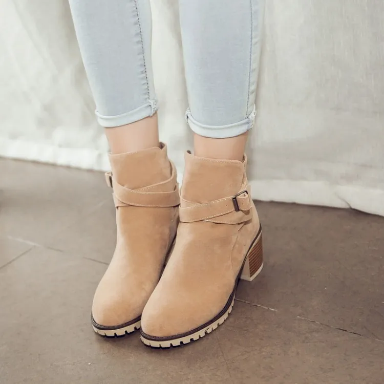 Big Size 9 10 11 12 boots women shoes ankle boots for women ladies boots Velvety leather buckle heel 
Big Size 9 10 11 12 boots women shoes ankle boots for women ladies boots Velvety leather buckle heel