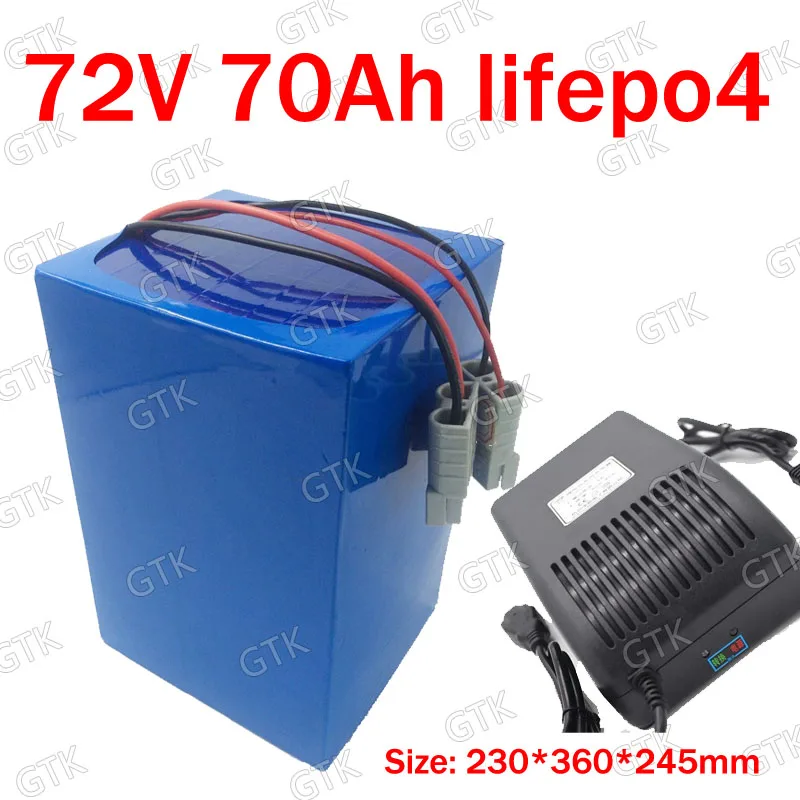 

GTK lithium 72V 70Ah lifepo4 battery BMS 24S deep cycle for 5000W 3000W bicycle bike scooter Motorbike Motorcycle + 10A charger