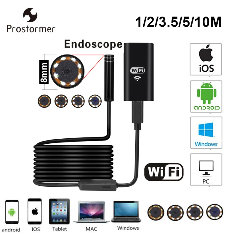 Prostormer 8mm Wifi Endoscope Camera Android 720P Iphone Borescope Camera Endoscopic Semi Rigid iOS Endoscope
Prostormer 8mm Wifi Endoscope Camera Android 720P Iphone Borescope Camera Endoscopic Semi Rigid iOS Endoscope